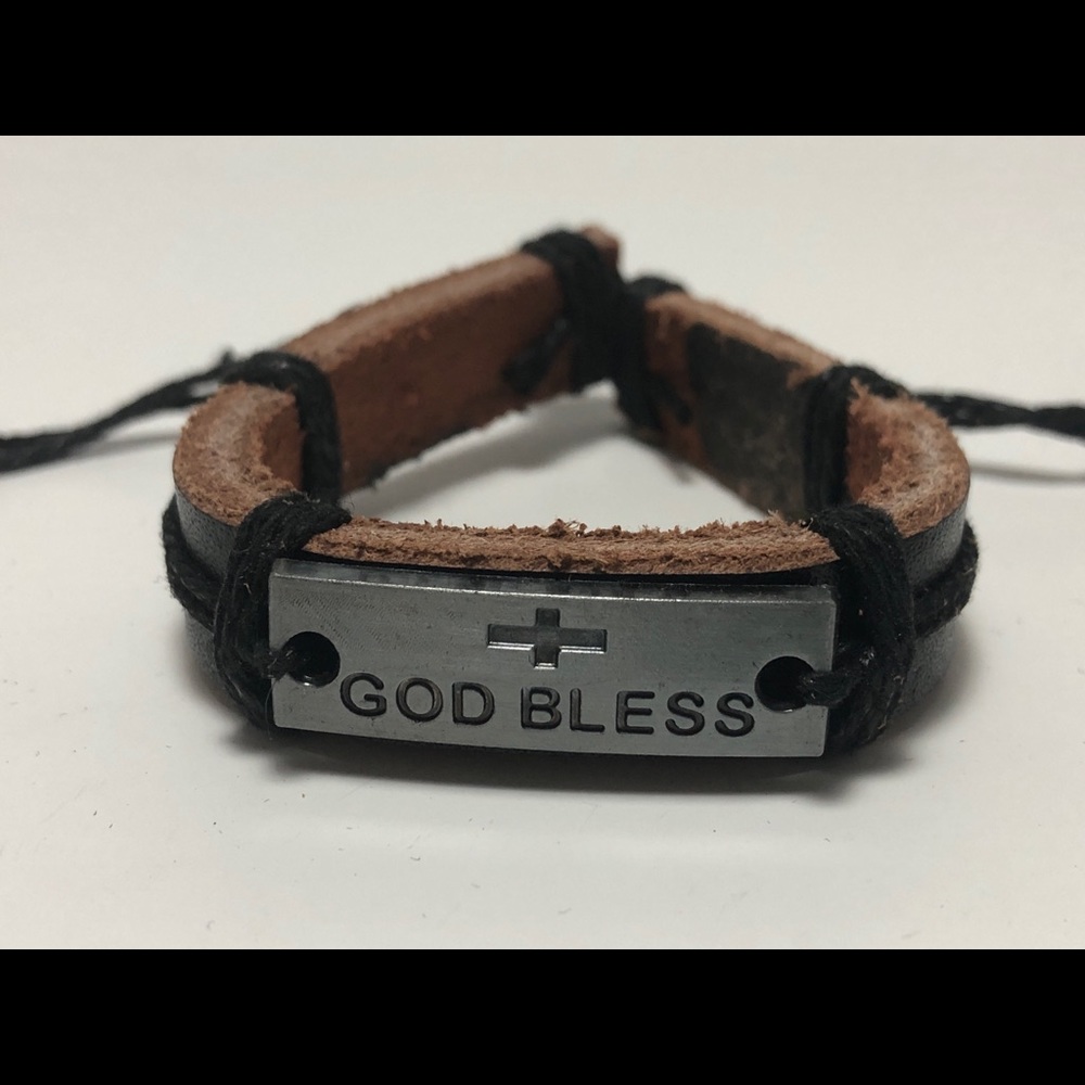 ✝️ god bless leather bracelet